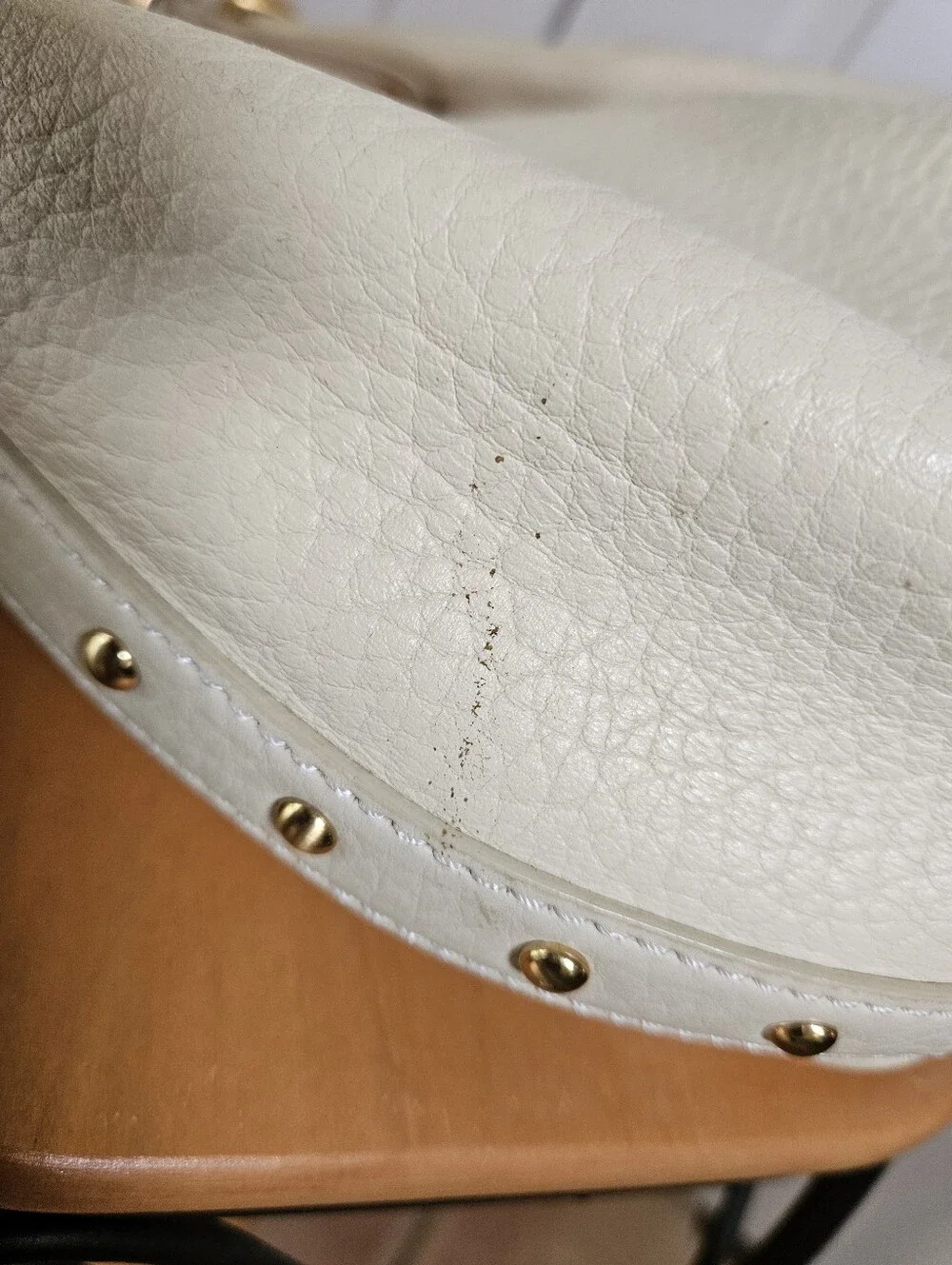 MAXX NEW YORK Cream Pebbled Leather with Gold Hardware Hobo Shoulder Bag